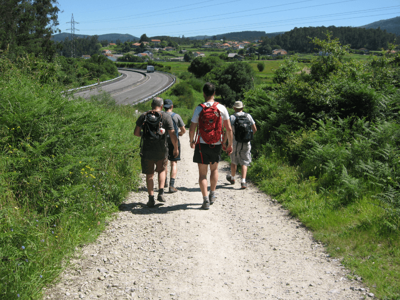 Group walking Camino Portugues